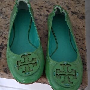 Tory Burch Vibrant Green Flats